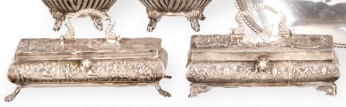 Dos cajas holandesas de plata punzonada Ley 833 S. XIX.