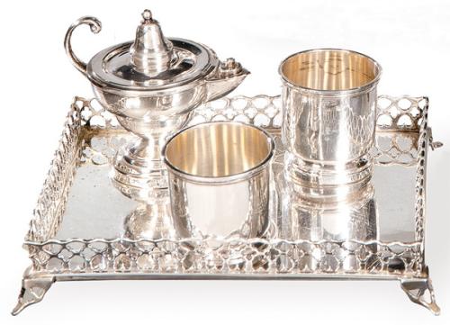 Recado de lacre en plata portuguesa punzonada Ley 916 de Mergulhao, Lisboa mediados S. XX.