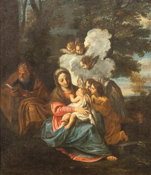  ATRIBUIDO A PIER FRANCESCO MOLA - Descanso en la Huida a Egipto