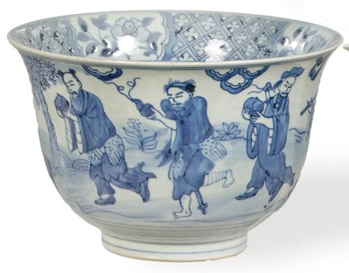  Cuenco de porcelana china azul y blanco con marca de Jiajing (1522-1566)