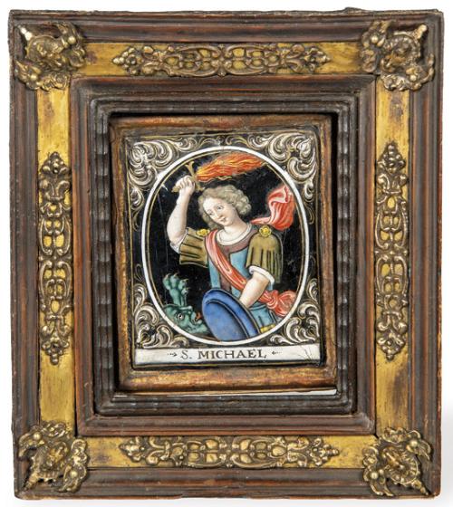  "San Miguel" esmalte de Limoges posiblemente obra de Jaques Laudin II (1665-1729)
