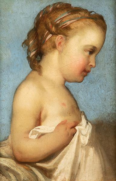 ESCUELA FRANCESA S. XIX - Retrato de niña de perfil. c. 1850