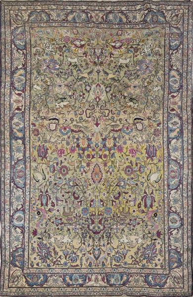  Alfombra persa en lana de estilo pictórico tipo Ghom.