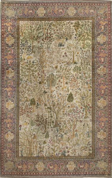  Alfombra persa de estilo pictórico tipo Isphahan o Kashan en lana.