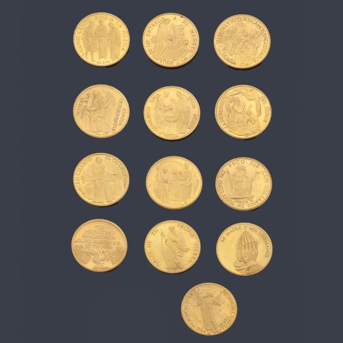  Arras (13) sacramentales en oro amarillo de 22 K. 