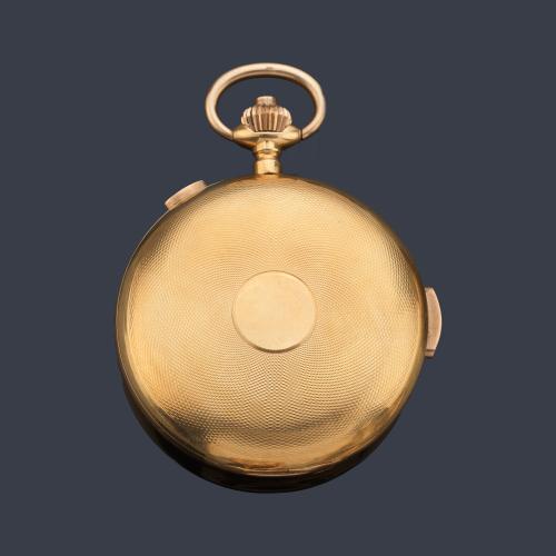 PERRET & BERTHOUD, reloj Chonographe saboneta repetición a minutos con caja en oro amarillo de 18 K.