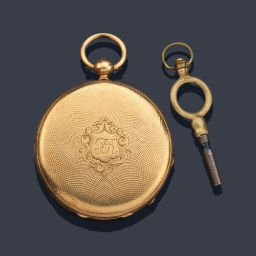 Reloj saboneta de colgar con caja en oro rosa de 18 K.