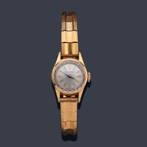  MOVADO de señora con caja y brazalete en oro rosa de 18 K.