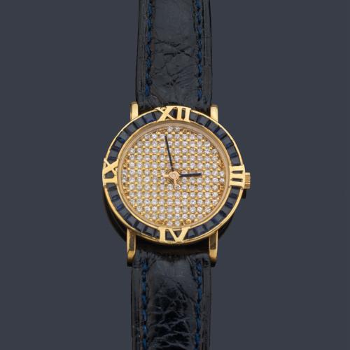  Reloj Gregory en oro y brillantes 1,40 ct y zafiros 3,35 ct