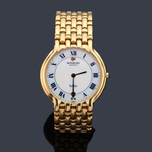  RAYMOND WEIL Fidélio de caballero con caja y brazalete chapado en oro amarillo de 18 K.