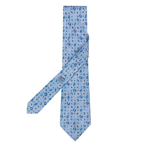 Corbata Hermés motivos abstractos en color azul.