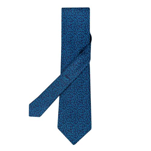  Corbata Hermés, motivos azules mas claros sobre fondo azul marino.