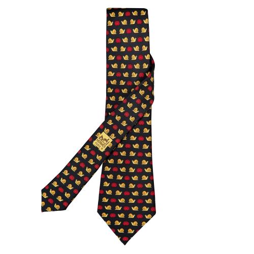Corbata Hermés, caracoles en color negro