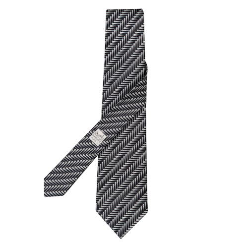 Corbata Hermés, plumas en blanco y negro