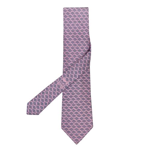 Corbata Hermés motivos azules y lilas.