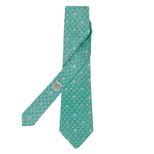 Corbata Hermés motivos de palmeras y elefantes.