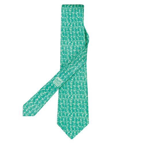 Corbata Hermés, conejos en color verde