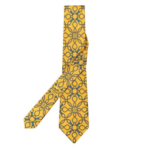  Corbata Hermés, cordón con hebillas en fondo amarillo
