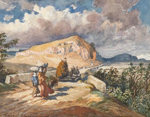  ESCUELA ALEMANA S. XIX - Paisaje con personajes