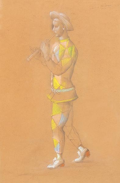 MARIANO ANDREU - Arlequín tocando la flauta. (Estudio para el arlequín del cuadro Commedia dell’Arte)