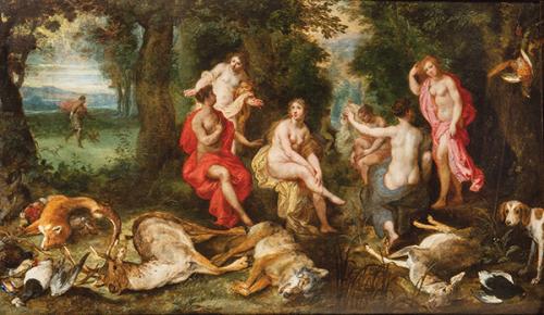 HENDRICK VAN BALEN - Diana y las ninfas con Acteón al fondo