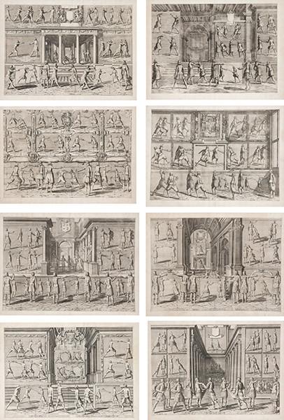 GÉRARD THIBAULT - Importante lote de once grabados pertenecientes al tratado de esgrima, Académie de l'Espée