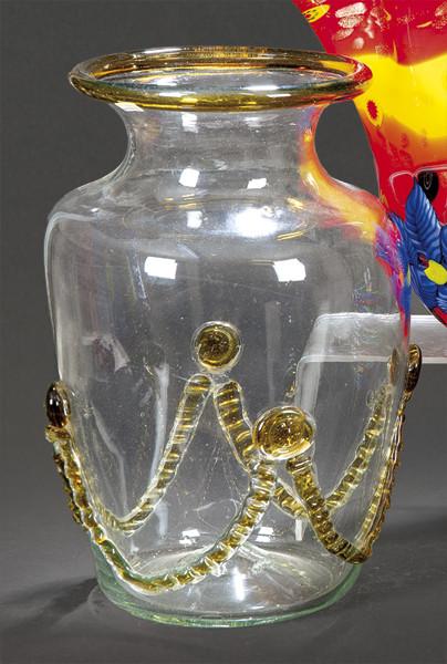  Jarrón ovoide de cristal mallorquín de Gordiola.