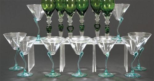 Juego de diez copas de coctel de cristal de Murano.