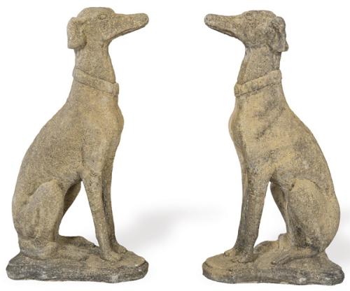  Pareja de galgos sentados en arenisca para jardín.