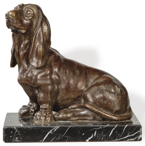  "Basset Hound" de bronce patinado mediados S. XX.