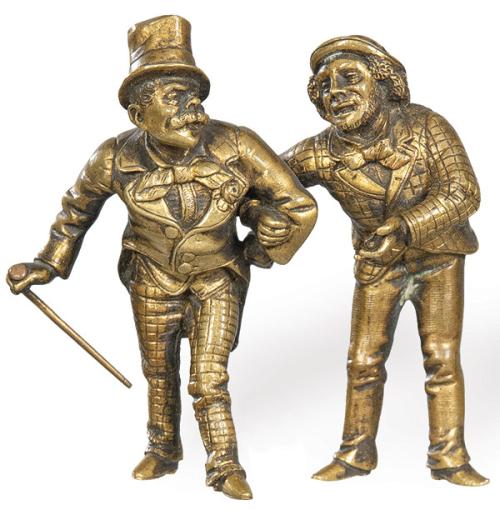  "Dos Hombres Agarrados del Brazo" en bronce dorado, Viena ff. S. XIX.