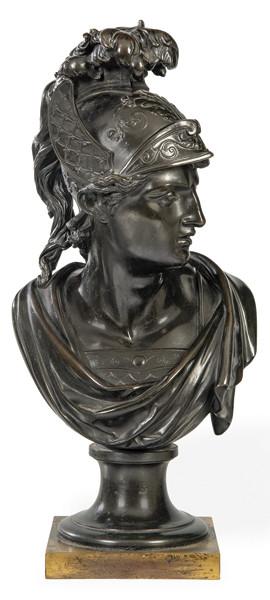 "Atenea" busto de bronce patinado, Francia S. XIX.
