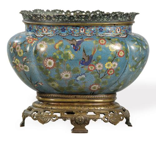  Jardinera china de esmalte cloisonné, ff. S. XIX pp. S. XX.