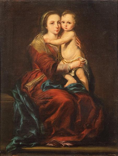 COPIA DE BARTOLOMÉ ESTEBAN MURILLO S. XIX - Virgen del Rosario