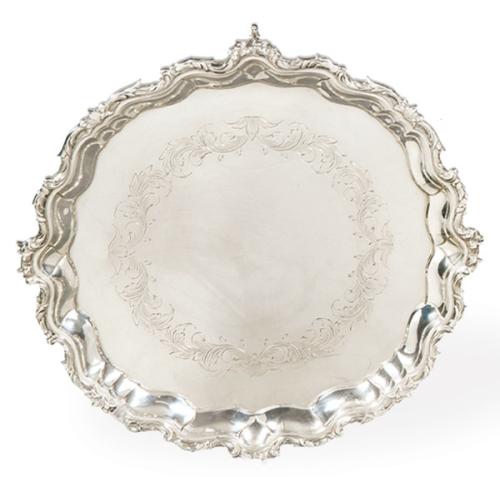 Salvilla circular plata española punzonada 1ª Ley.