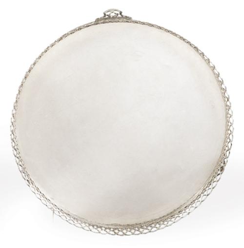  Salvilla circular de plata portuguesa punzonada Ley 833, Oporto mediados S. XX.