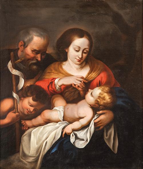  SEGUIDOR DE CORNELIS SCHUT S. XVII-XVIII - Sagrada Familia con San Juanto