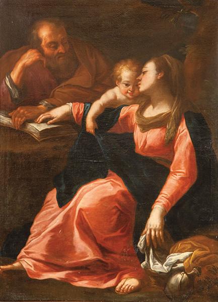  ESCUELA ITALIANA S. XVII - Sagrada Familia con San Juanito