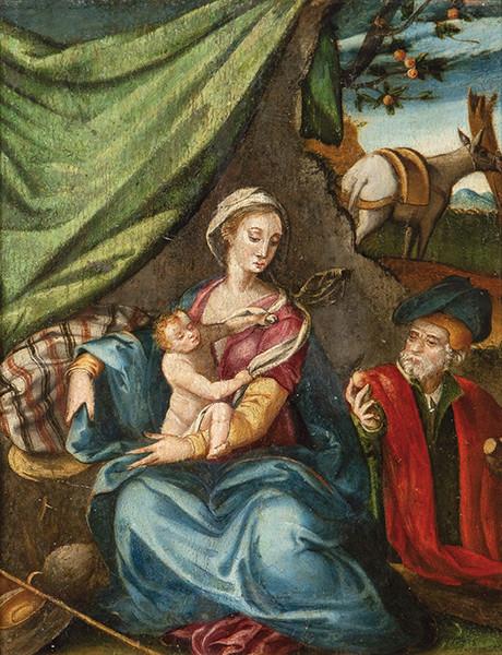  ESCUELA ESPAÑOLA S. XVI - Descanso en la huida a Egipto