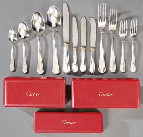 Cubertería Cartier a estrenar, modelo "La Maison de Louis Cartier" en plata punzonada Ley 925 con la firma y cada pieza numerada.