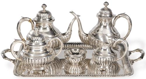 Juego de café y te de plata española punzonada 1ª Ley.