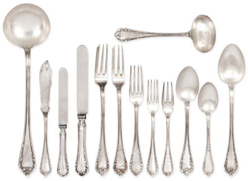 Cubertería de plata española punzonada 1ª Ley de Espuñes con marca comercial de F. Ferreiro.