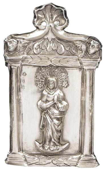  Porta paz de plata española con marcas no identificadas S. XIX.