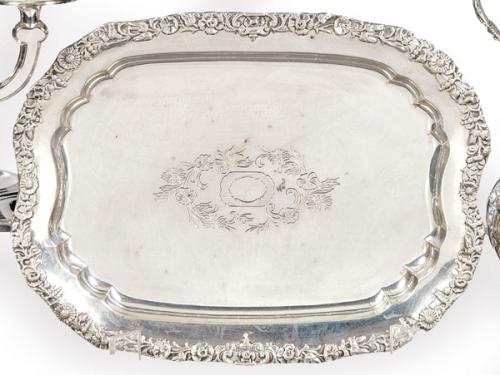  Bandeja de alero ondulado de plata epsañola punzonada 1ª Ley.