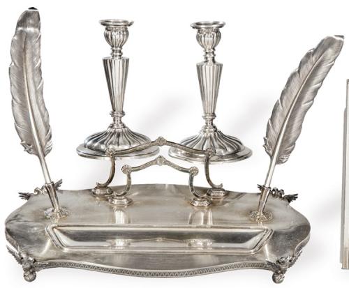 Escribanía de plata española punzonada 1ª Ley de Duran.