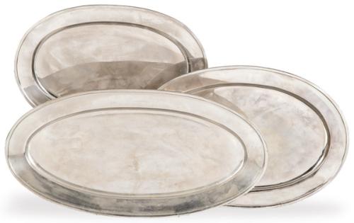  Juego de tres bandejas ovales de servir de plata española punzonada 1ª Ley.