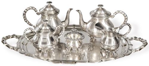  Juego de café y te de plata española punzonada 1ª Ley.