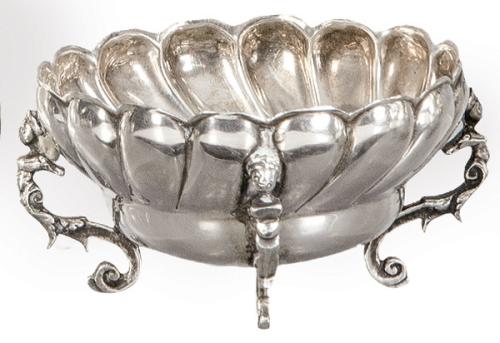 Recipiente de plata española punzonada 1ª Ley con marca comercial de Pérez Fernández