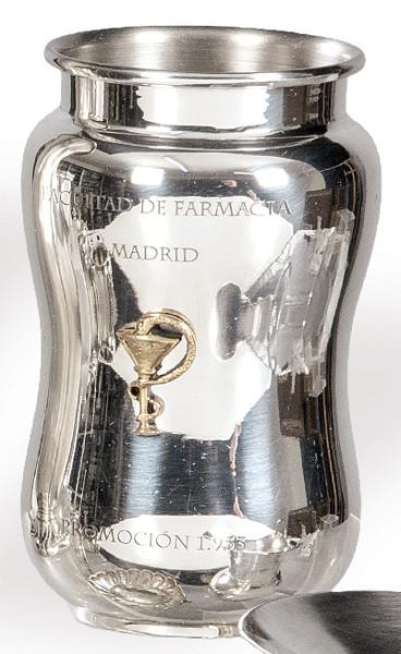  Bote de plata española punzonada 1ª Ley.