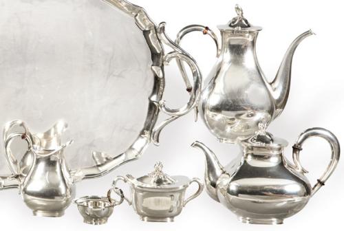 Juego de café de plata española punzonada 1ª Ley.